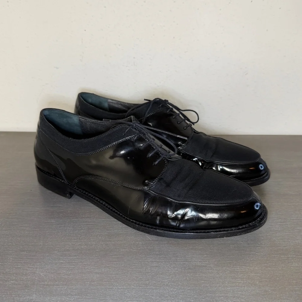 Vintage 80s Cole Haan Made in Italy Black Patent Leather Dress Shoes Size 11.5 D